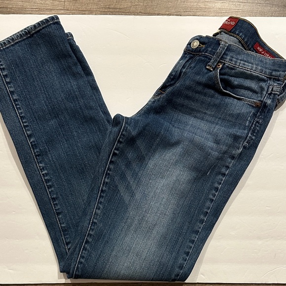 Lucky Brand Sophia Straight distressed embroidered denim Blue Jeans Size 6/28 - Picture 1 of 13